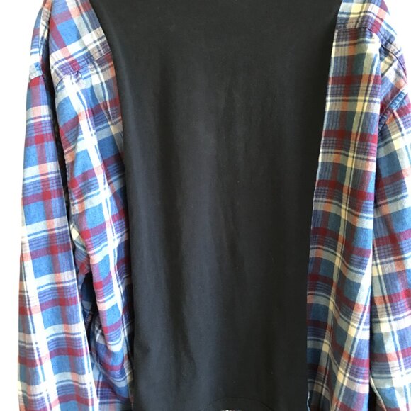 Reworked Flannel Tee, L-2XL: Upcycled Oversized Pullover Shirt, Teacher Graphic - Picture 10 of 11